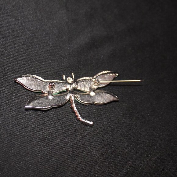 Vintage Abalone Dragonfly Brooch w/Rhinestones - Picture 6 of 9
